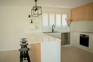 White kitchen shutters